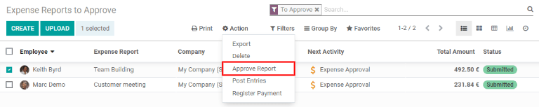 Approve multiple reports by clicking the checkboxes next to each report.