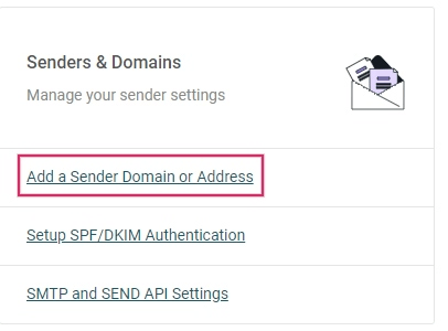Voeg een afzenderdomein of -adres toe in de Mailjet interface.