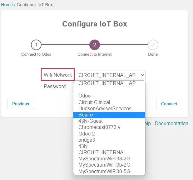WiFi configureren voor de IoT box.