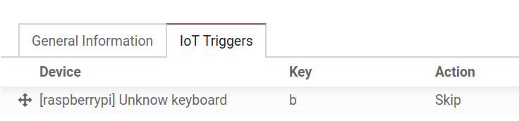 Footswitch trigger instellen in de Odoo database.
