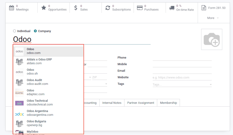 Een nieuw contact aanmaken in Odoo