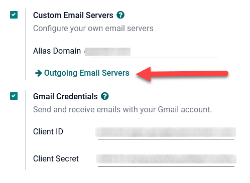 Uitgaande e-mailservers configureren in Odoo.