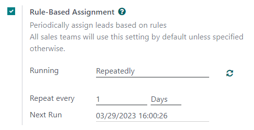 De instelling Rule-Based Assignment in CRM-instellingen.