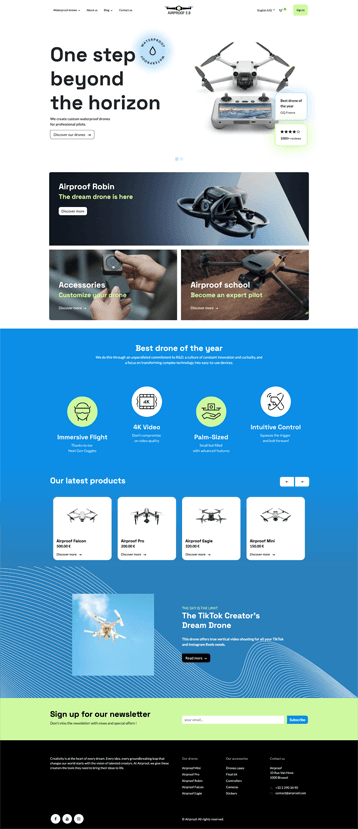 Airproof homepage.