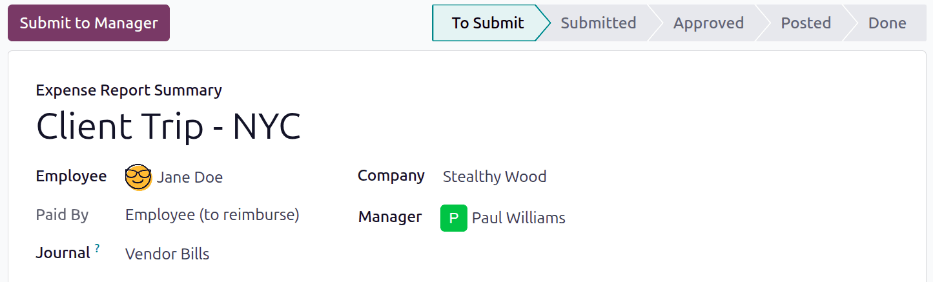 Enter a short description and select a manager for the report.