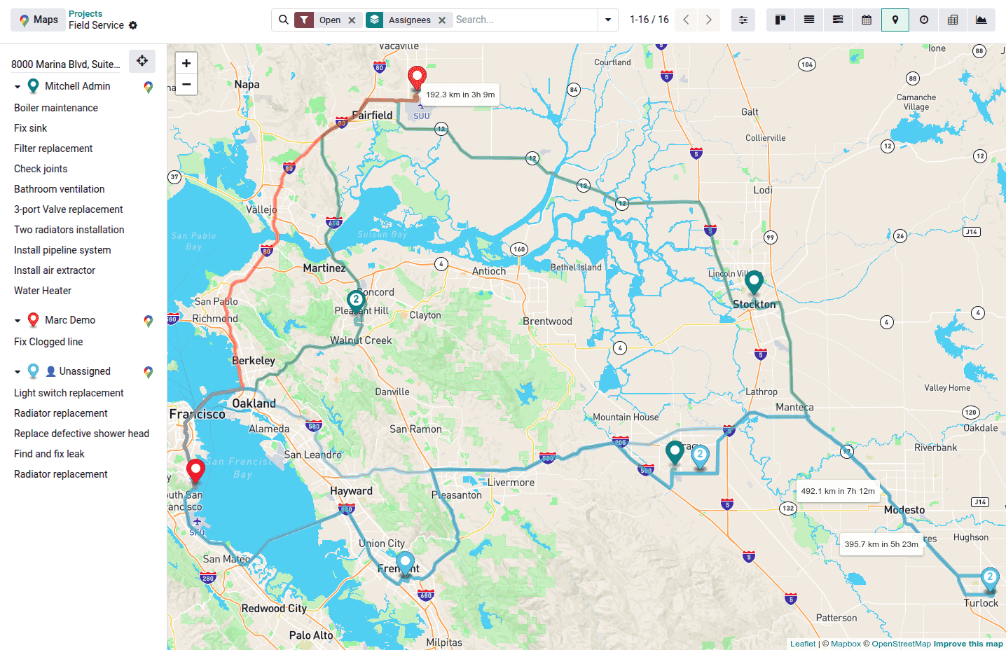 Task model's Map view