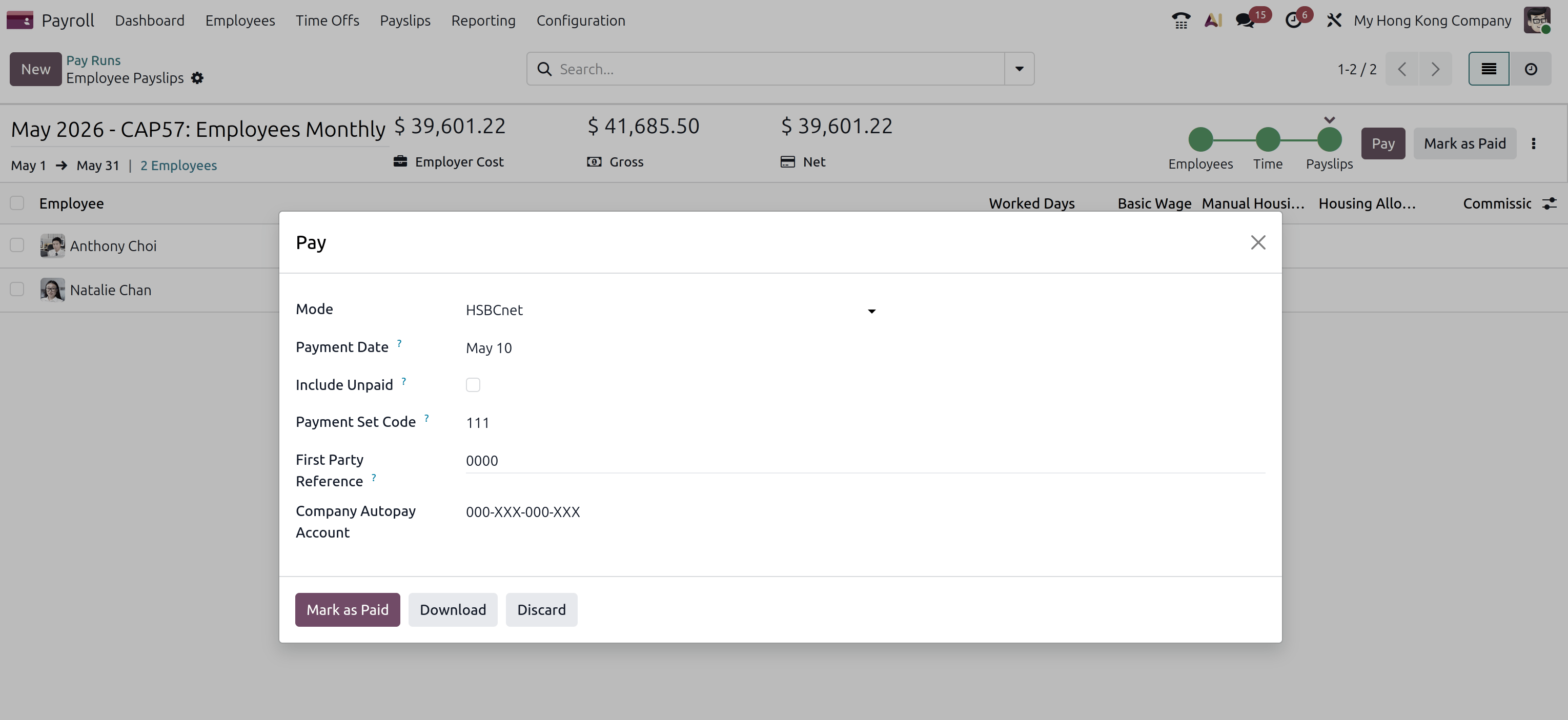 Downloading the HSBC Payment Report.