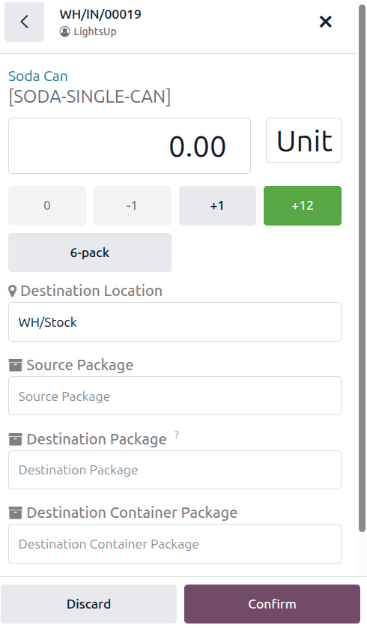 Product line editor for individual transfer in Barcode app.