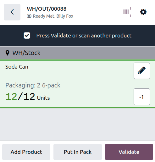 Overview of deliveries in transfer to validate.