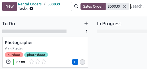 Photography task generated from the rental order.